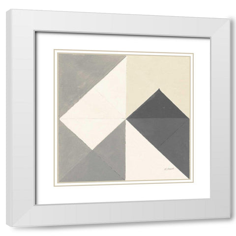 Triangles IV Neutral Crop White Modern Wood Framed Art Print with Double Matting by Schick, Mike