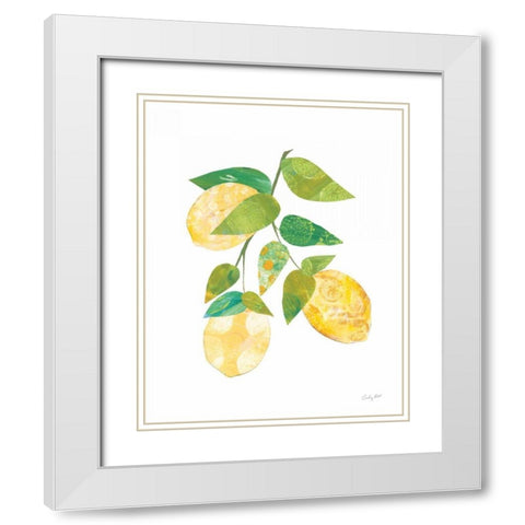Summer Lemons I White Modern Wood Framed Art Print with Double Matting by Prahl, Courtney