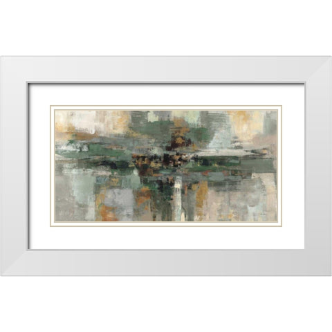 Morning Fjord Rifle Green White Modern Wood Framed Art Print with Double Matting by Vassileva, Silvia