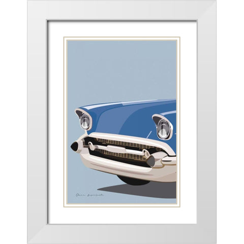 American Vintage Car II White Modern Wood Framed Art Print with Double Matting by Escalante, Omar