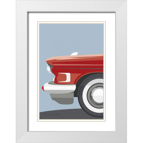American Vintage Car III White Modern Wood Framed Art Print with Double Matting by Escalante, Omar