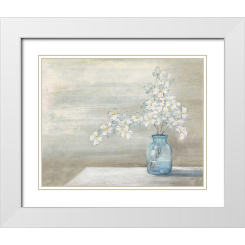 Dogwood Bouquet White Modern Wood Framed Art Print with Double Matting by Purinton, Julia