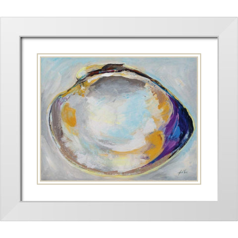 Open Quahog II White Modern Wood Framed Art Print with Double Matting by Vertentes, Jeanette