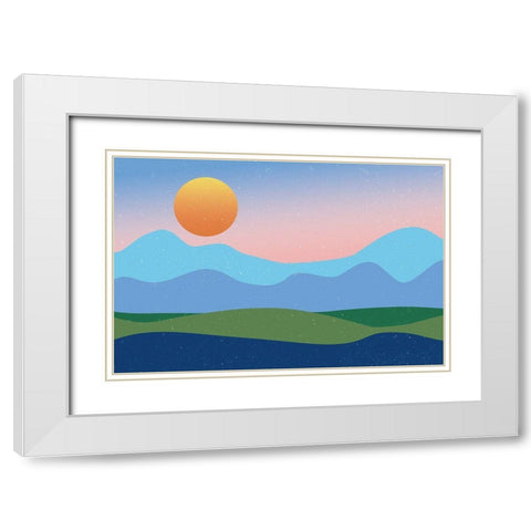 Mountaintop No Words White Modern Wood Framed Art Print with Double Matting by Wild Apple Portfolio