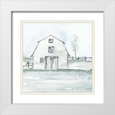 Neutral Barn III White Modern Wood Framed Art Print with Double Matting by Paschke, Chris