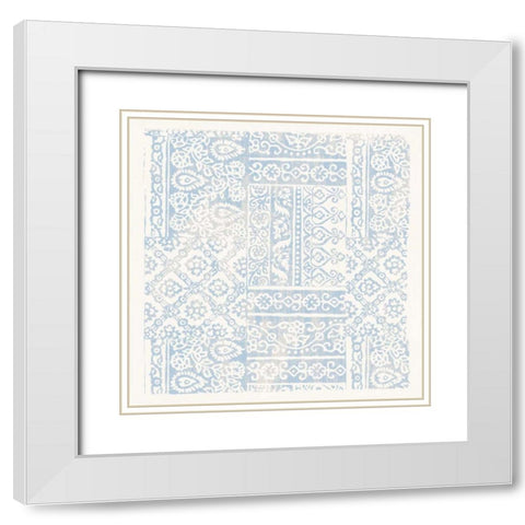 Garden Gate Light Blue White Modern Wood Framed Art Print with Double Matting by Wild Apple Portfolio