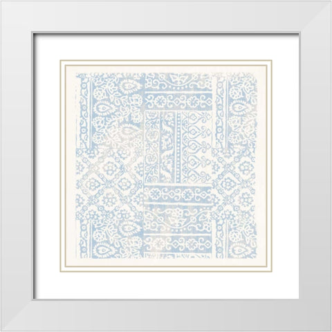 Garden Gate Light Blue White Modern Wood Framed Art Print with Double Matting by Wild Apple Portfolio