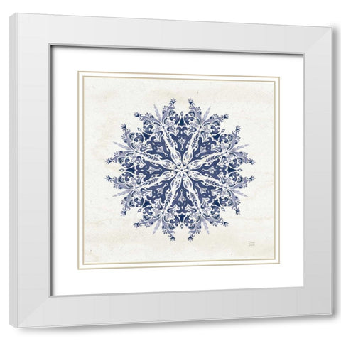 Bohemian Vibes VII Mandala Blue White Modern Wood Framed Art Print with Double Matting by June, Dina