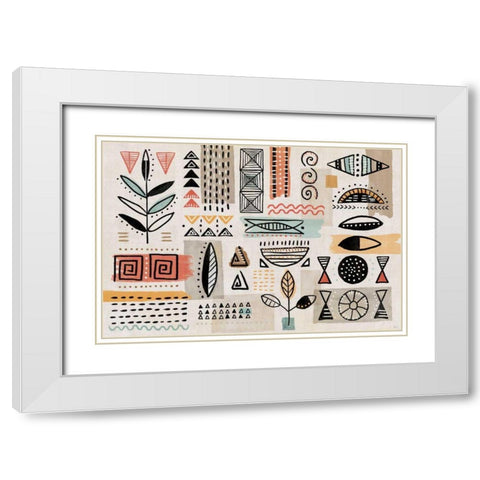 Tribal Tones I White Modern Wood Framed Art Print with Double Matting by Charron, Veronique