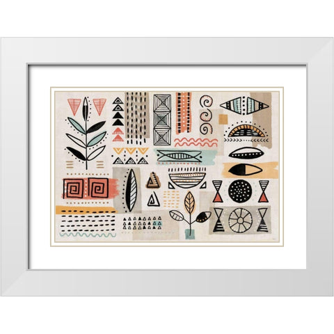 Tribal Tones I White Modern Wood Framed Art Print with Double Matting by Charron, Veronique