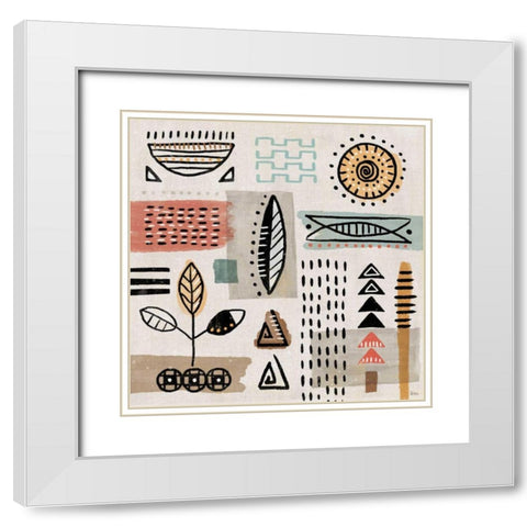 Tribal Tones II White Modern Wood Framed Art Print with Double Matting by Charron, Veronique