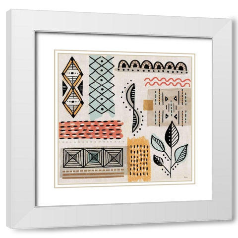 Tribal Tones IV White Modern Wood Framed Art Print with Double Matting by Charron, Veronique
