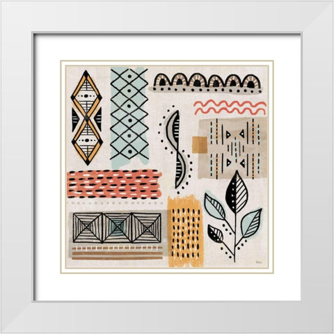 Tribal Tones IV White Modern Wood Framed Art Print with Double Matting by Charron, Veronique
