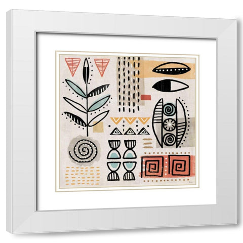 Tribal Tones V White Modern Wood Framed Art Print with Double Matting by Charron, Veronique