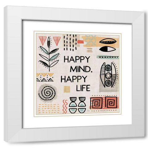 Tribal Tones VII White Modern Wood Framed Art Print with Double Matting by Charron, Veronique
