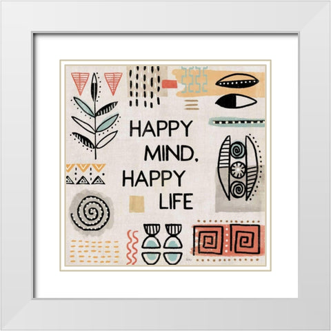Tribal Tones VII White Modern Wood Framed Art Print with Double Matting by Charron, Veronique