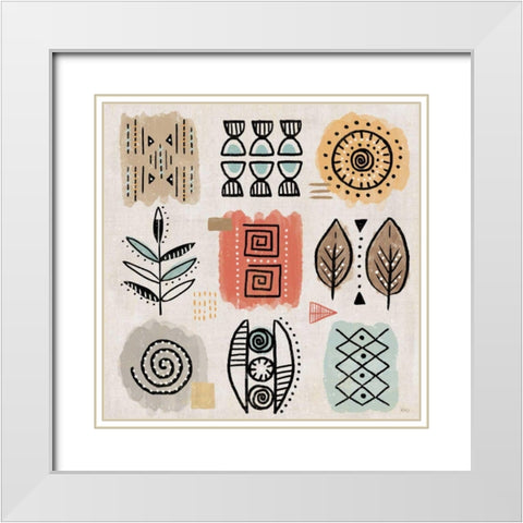 Tribal Tones VIII White Modern Wood Framed Art Print with Double Matting by Charron, Veronique