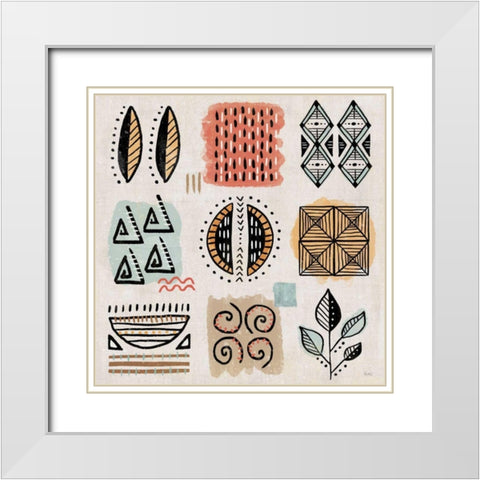 Tribal Tones IX White Modern Wood Framed Art Print with Double Matting by Charron, Veronique