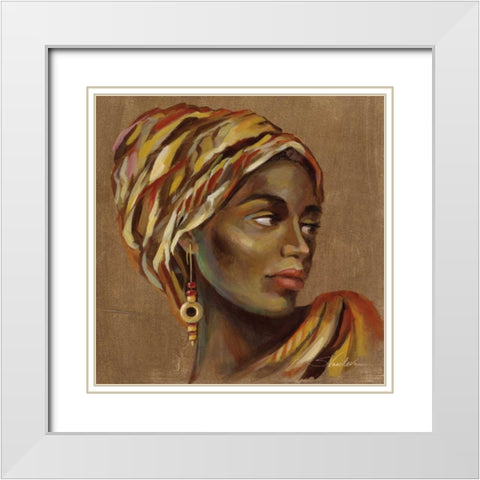 African Beauty I White Modern Wood Framed Art Print with Double Matting by Vassileva, Silvia