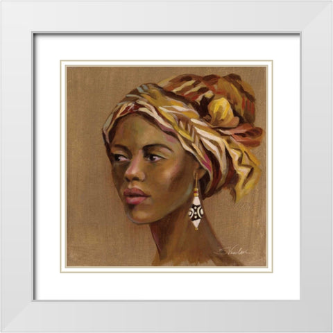 African Beauty II White Modern Wood Framed Art Print with Double Matting by Vassileva, Silvia
