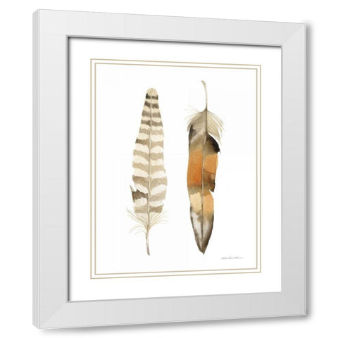 Natural Feathers II White Modern Wood Framed Art Print with Double Matting by McKenna, Kathleen Parr