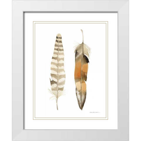 Natural Feathers II White Modern Wood Framed Art Print with Double Matting by McKenna, Kathleen Parr