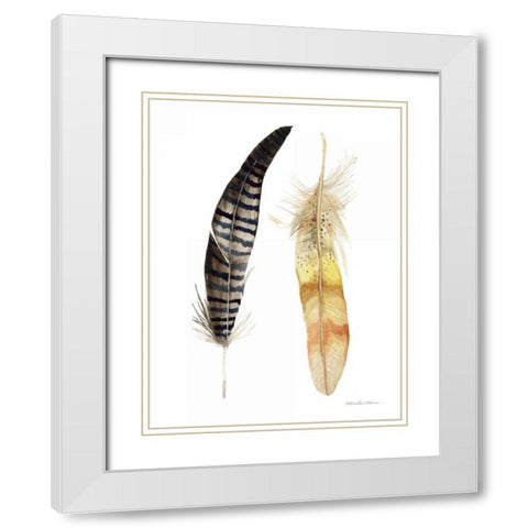 Natural Feathers III White Modern Wood Framed Art Print with Double Matting by McKenna, Kathleen Parr