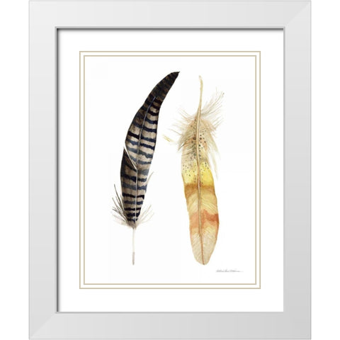 Natural Feathers III White Modern Wood Framed Art Print with Double Matting by McKenna, Kathleen Parr