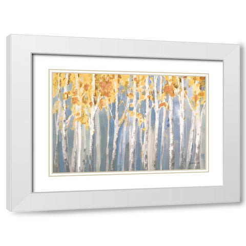Golden Birches Spice White Modern Wood Framed Art Print with Double Matting by Nai, Danhui