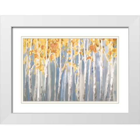 Golden Birches Spice White Modern Wood Framed Art Print with Double Matting by Nai, Danhui