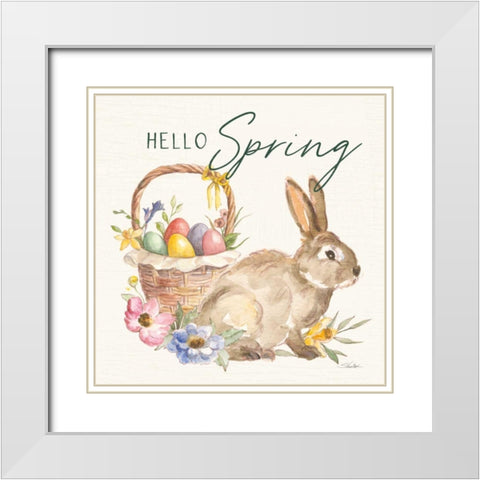 Happy Easter VII Hello Pineneedle Green White Modern Wood Framed Art Print with Double Matting by Vassileva, Silvia