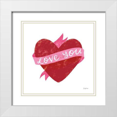 Love Letters VIII Deep Red White Modern Wood Framed Art Print with Double Matting by Thorns, Becky