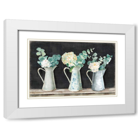 Farmhouse Bouquets White Modern Wood Framed Art Print with Double Matting by Nai, Danhui