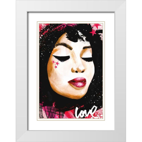 Love Star White Modern Wood Framed Art Print with Double Matting by Charro, Mercedes Lopez