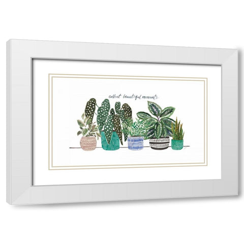 Happy House Plants II White Modern Wood Framed Art Print with Double Matting by Panganiban, Karyn