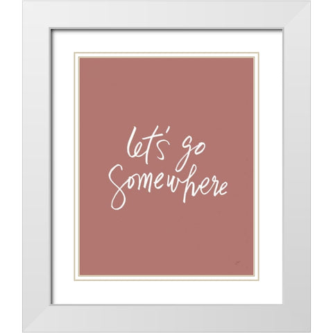 Lets Go Somewhere White Modern Wood Framed Art Print with Double Matting by Panganiban, Karyn