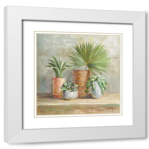 Indoor Garden White Modern Wood Framed Art Print with Double Matting by Nai, Danhui