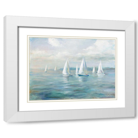 Setting Sail White Modern Wood Framed Art Print with Double Matting by Nai, Danhui