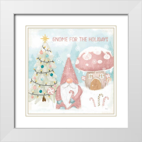 Gnome Sweet Gnome V Blush White Modern Wood Framed Art Print with Double Matting by Charron, Veronique