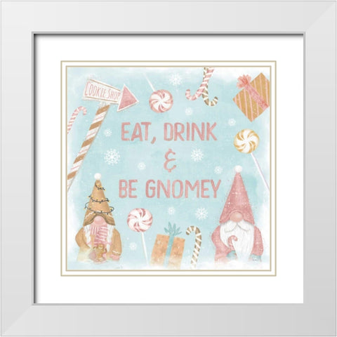 Gnome Sweet Gnome VI Blush White Modern Wood Framed Art Print with Double Matting by Charron, Veronique