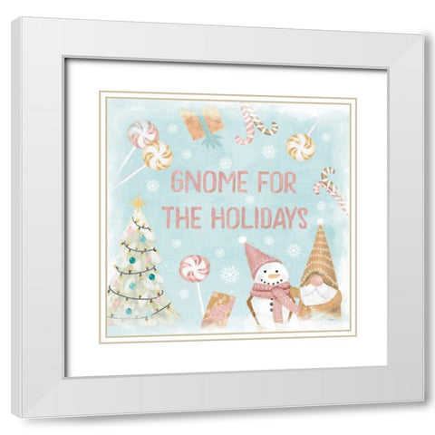 Gnome Sweet Gnome VII Blush White Modern Wood Framed Art Print with Double Matting by Charron, Veronique