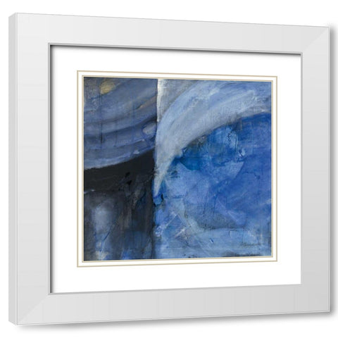 Blue Mood White Modern Wood Framed Art Print with Double Matting by Hristova, Albena