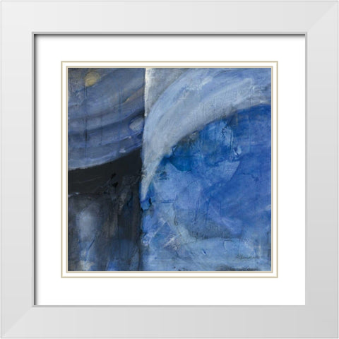 Blue Mood White Modern Wood Framed Art Print with Double Matting by Hristova, Albena