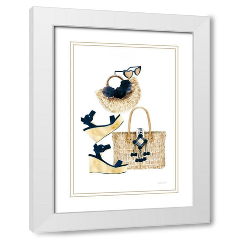 Beach Glam I Navy White Modern Wood Framed Art Print with Double Matting by Charro, Mercedes Lopez