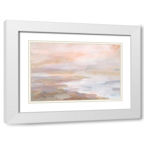 Sunrise Coast White Modern Wood Framed Art Print with Double Matting by Nai, Danhui