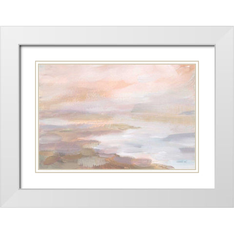 Sunrise Coast White Modern Wood Framed Art Print with Double Matting by Nai, Danhui