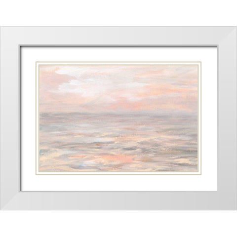 Sunrise Waters White Modern Wood Framed Art Print with Double Matting by Nai, Danhui