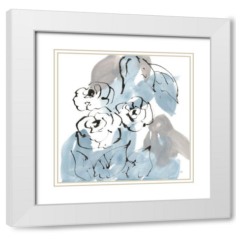 Blue Neutrals II White Modern Wood Framed Art Print with Double Matting by Paschke, Chris