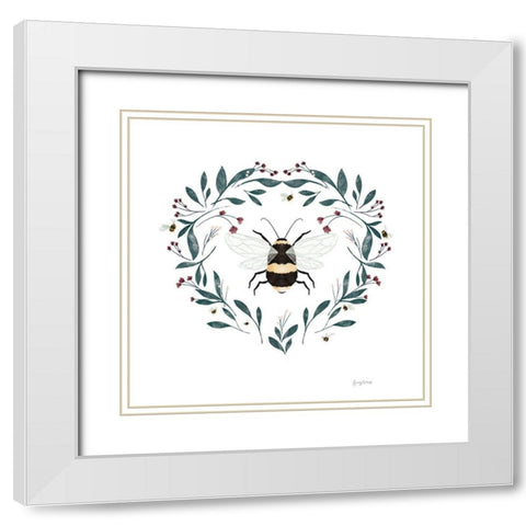 Bees VI White Modern Wood Framed Art Print with Double Matting by Thorns, Becky