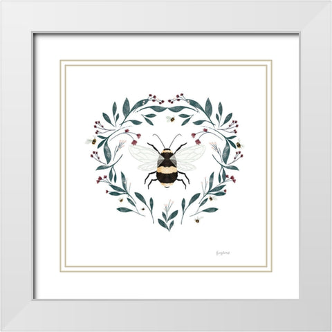 Bees VI White Modern Wood Framed Art Print with Double Matting by Thorns, Becky
